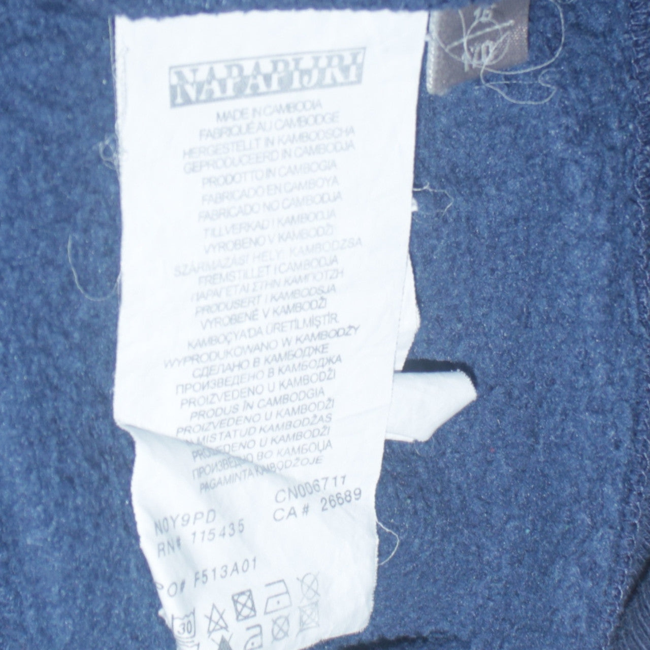 Napapijri Mens Blue Full Zip Sweatshirt Size L Logo Outdoor