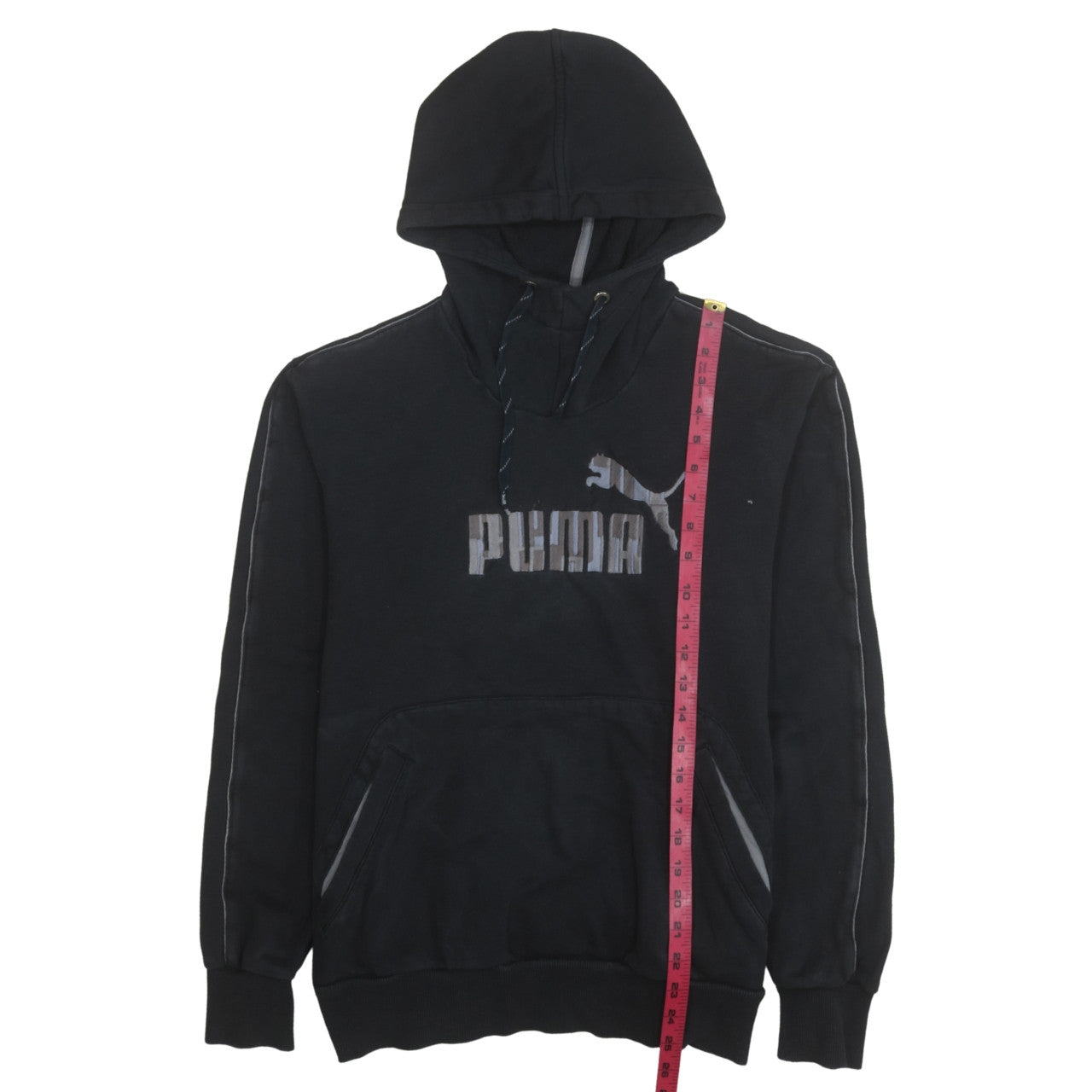 Puma Mens Black Pullover Hoodie Logo Fleece Sweatshirt M
