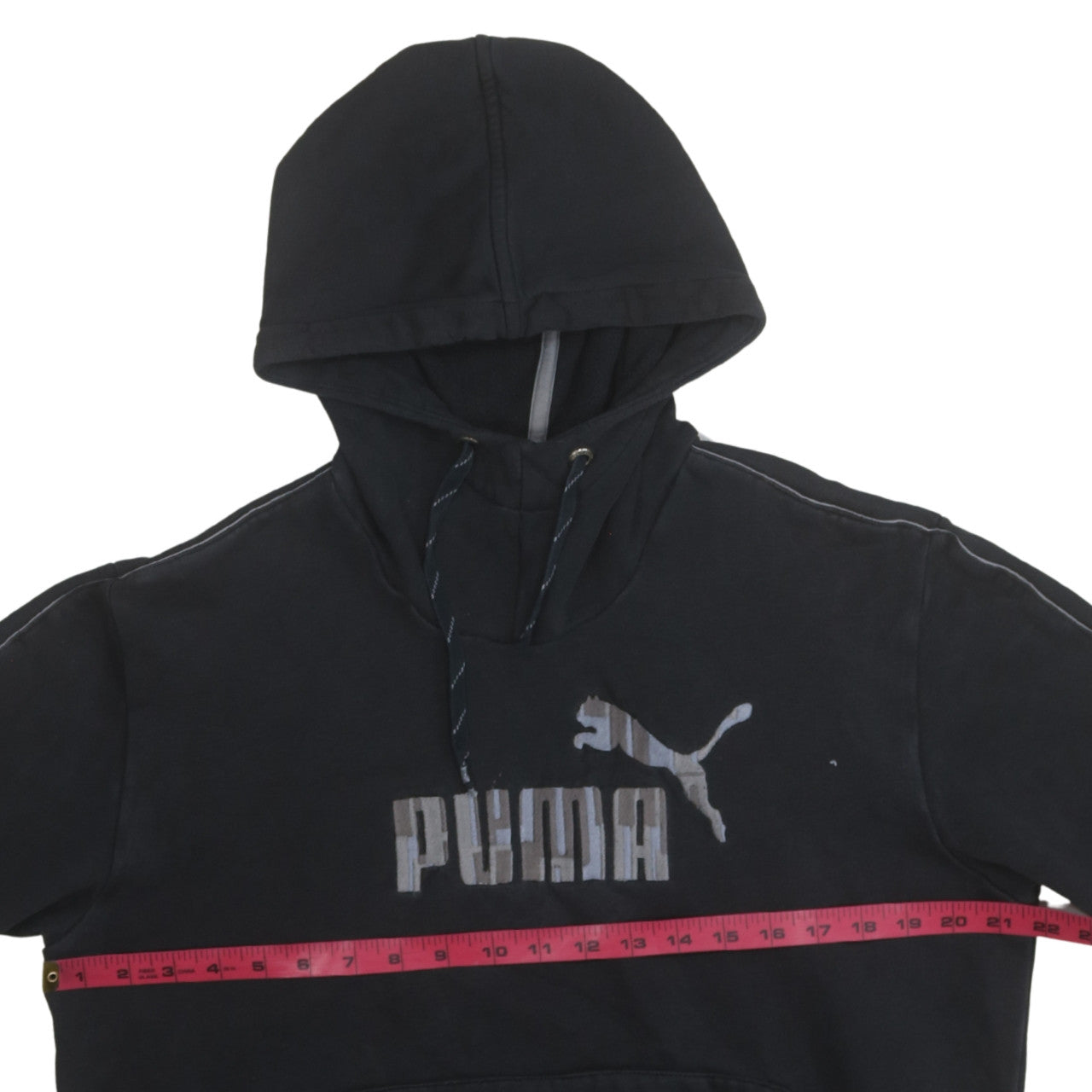 Puma Mens Black Pullover Hoodie Logo Fleece Sweatshirt M