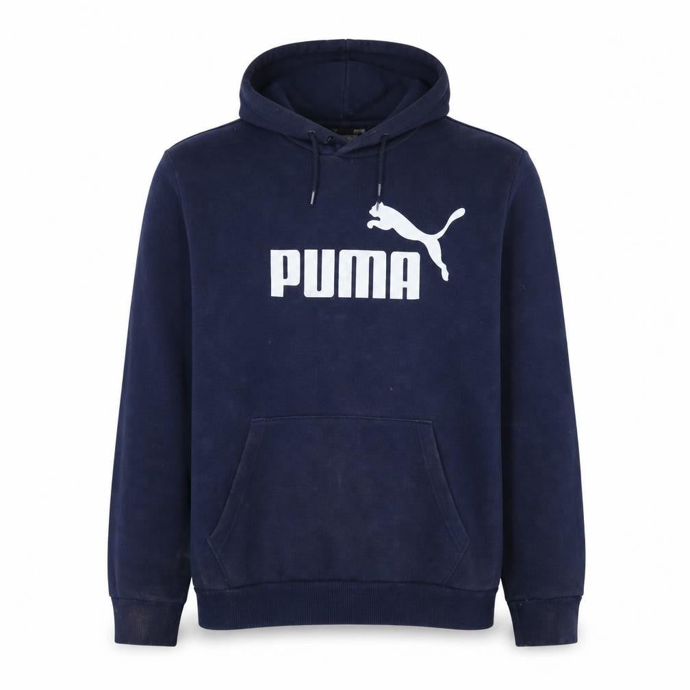 Puma Men's Blue Pullover Hoodie Small Logo Fleece Sweatshirt