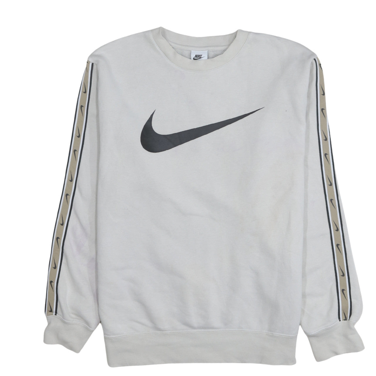 Nike Men's White Small Logo Pullover Sweatshirt Crew Neck Sportswear