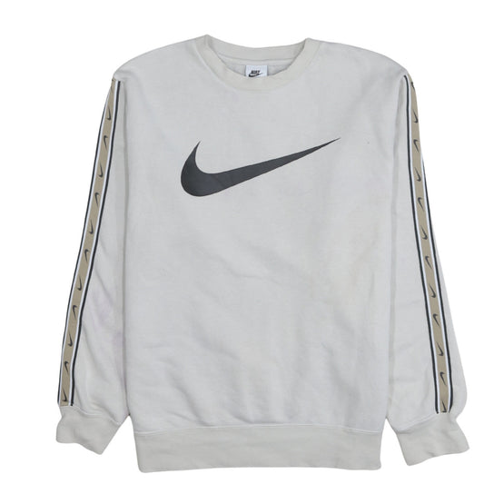 Nike Men's White Small Logo Pullover Sweatshirt Crew Neck Sportswear
