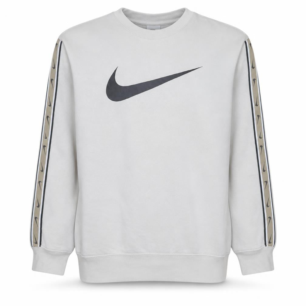 Nike Men's White Small Logo Pullover Sweatshirt Crew Neck Sportswear
