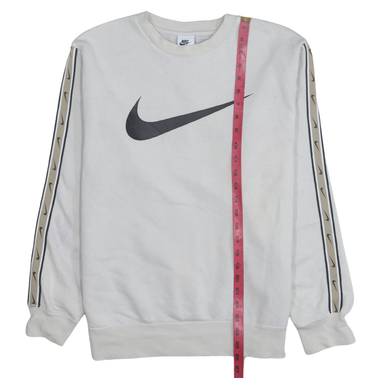Nike Men's White Small Logo Pullover Sweatshirt Crew Neck Sportswear