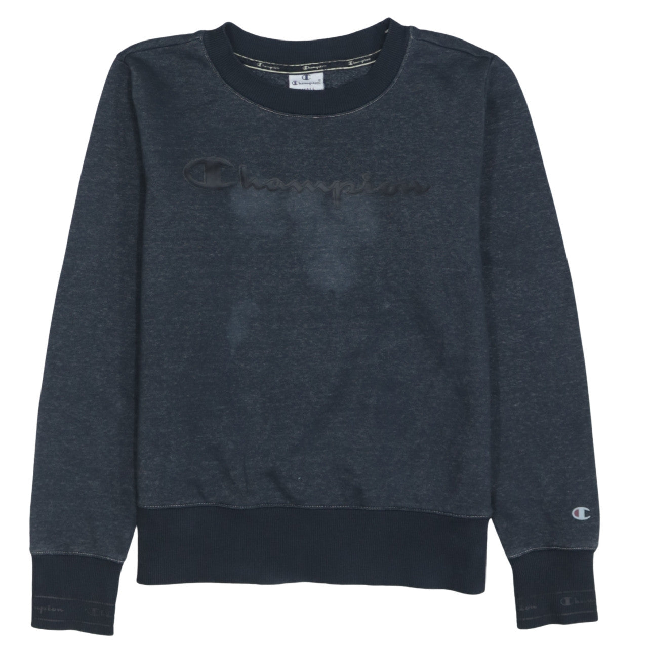 Champion Womens Navy Blue Small Pullover Sweatshirt Logo Crew Neck