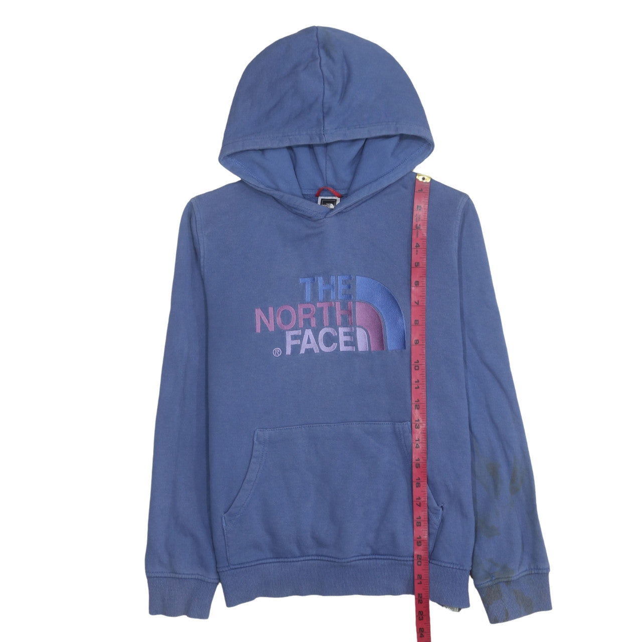 The North Face Girls Blue Pullover Hoodie L Youth Cotton Logo Jumper