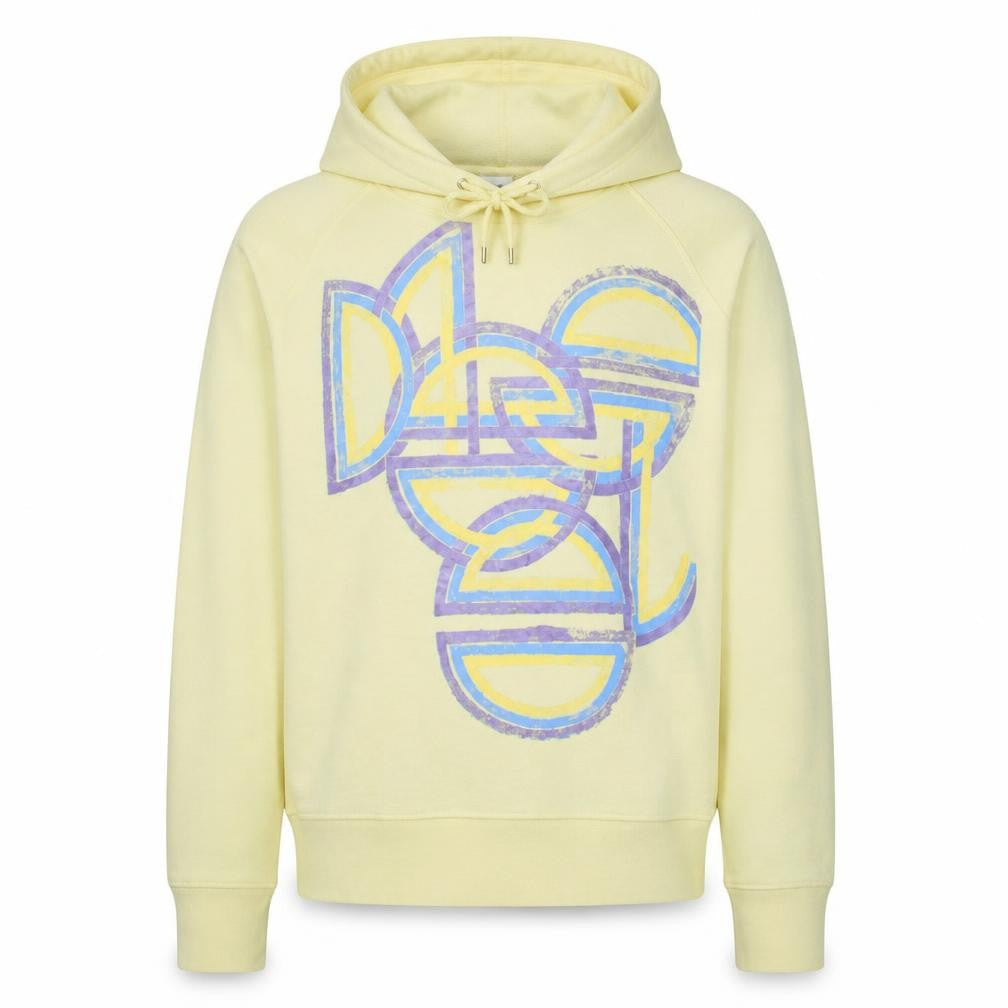 Diesel Men's Yellow Pullover Hoodie Size M Graphic Print