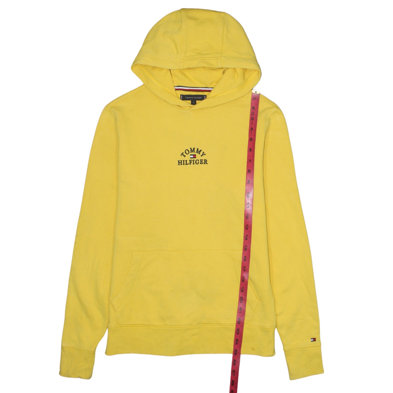 Tommy Hilfiger Men Yellow Small Pullover Hoodie Embroidered Logo