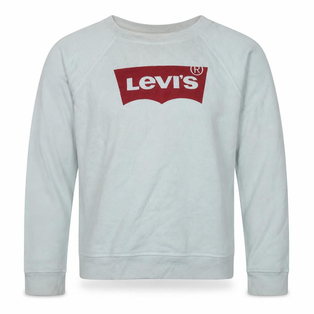Levi's Men's White Small Crew Neck Logo Sweatshirt