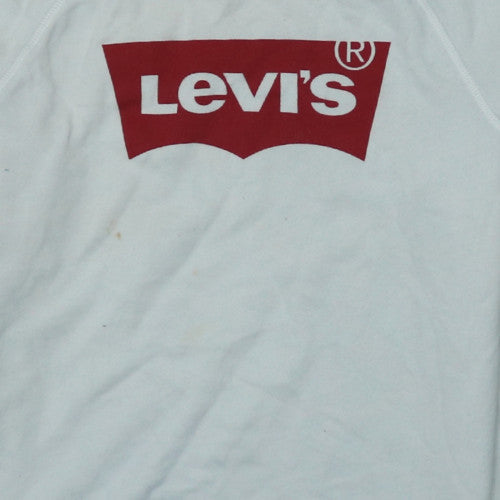 Levi's Men's White Small Crew Neck Logo Sweatshirt