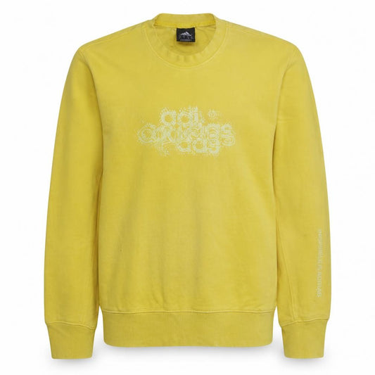 adidas Men's Yellow Pullover Sweatshirt M Graphic Logo Crew Neck