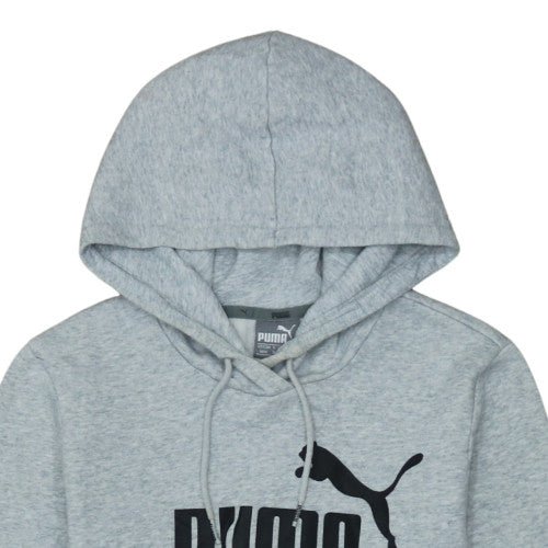 Puma Womens Grey Pullover Hoodie Size 12 Graphic Logo Casual