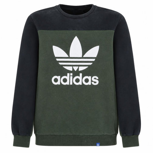 Adidas Men’s Green Crew Neck Logo Sweatshirt XS Regular Fit