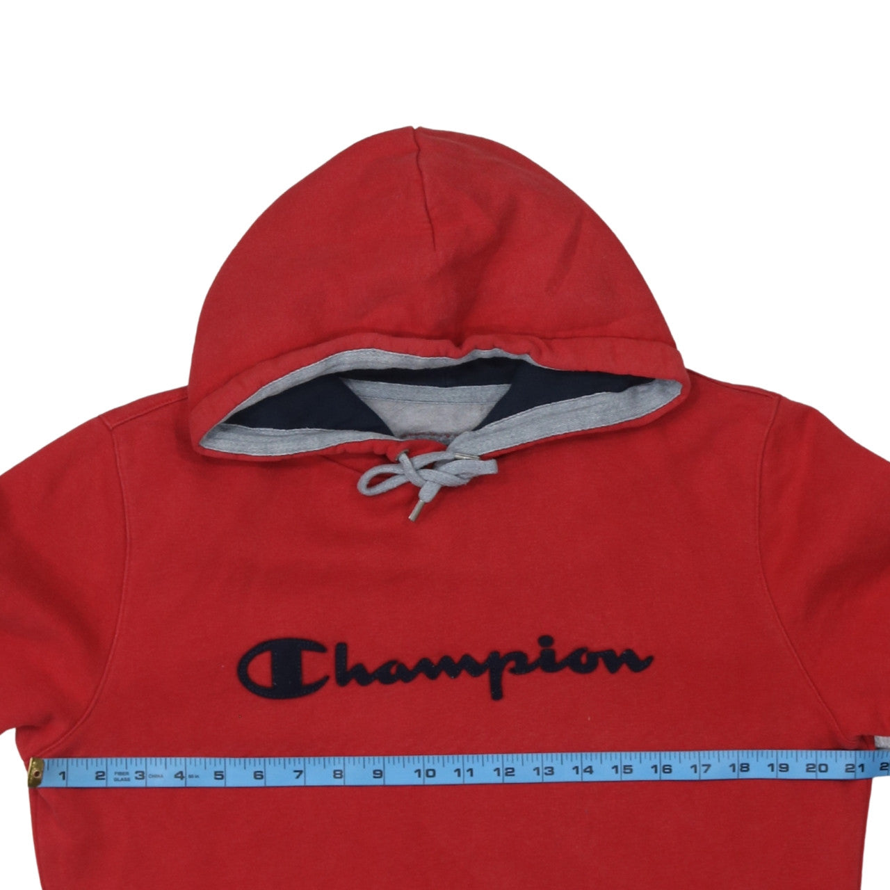 Champion Men's Red Pullover Hoodie L Logo Sports Fleece