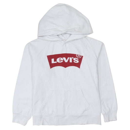 Levi's Men's White Pullover Hoodie Small Graphic Logo Sweatshirt