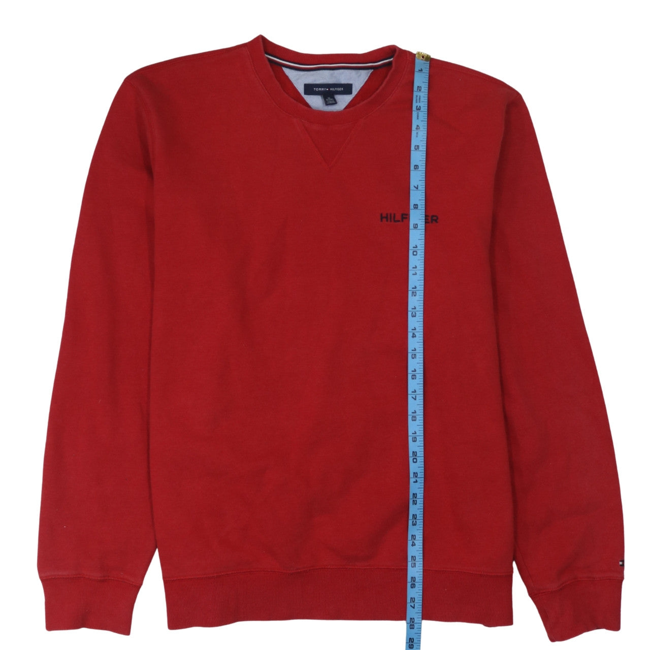 Tommy Hilfiger Men’s Red Logo Crew Neck Sweatshirt XL Regular Fit