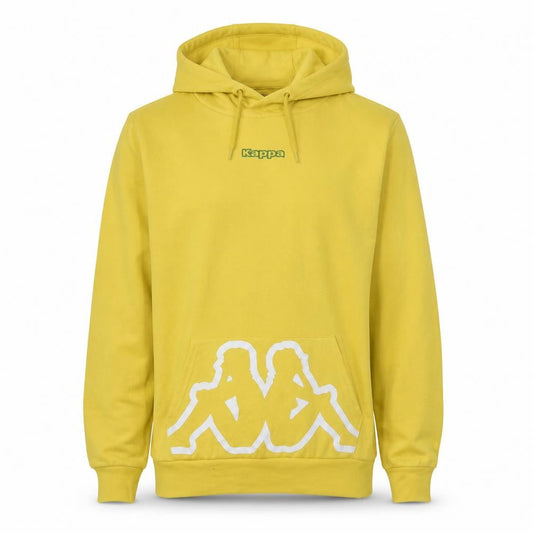 Kappa Men's Yellow Pullover Hoodie Small Logo Graphic Fleece