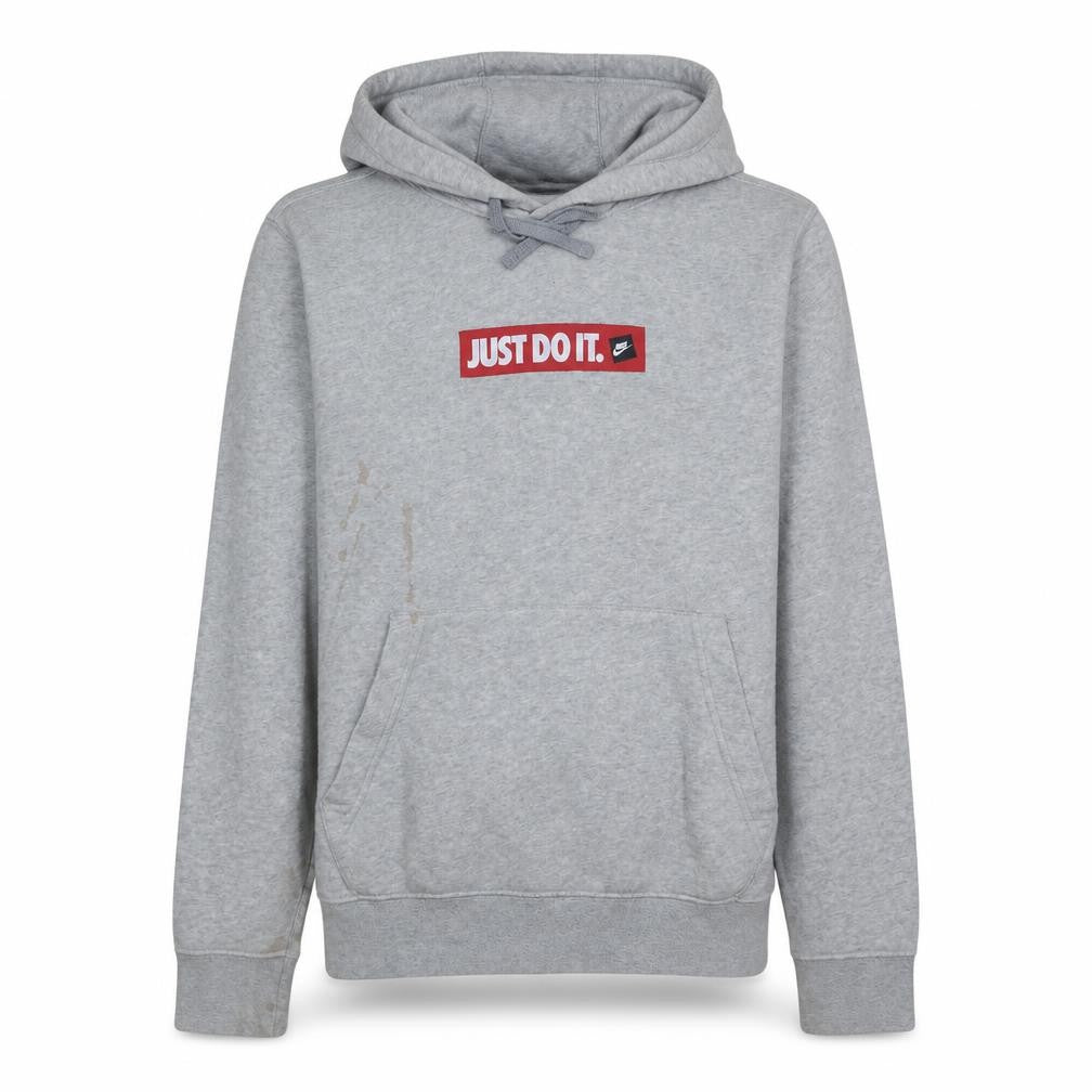 Nike Men’s Grey Pullover Hoodie Medium Just Do It Logo Fleece