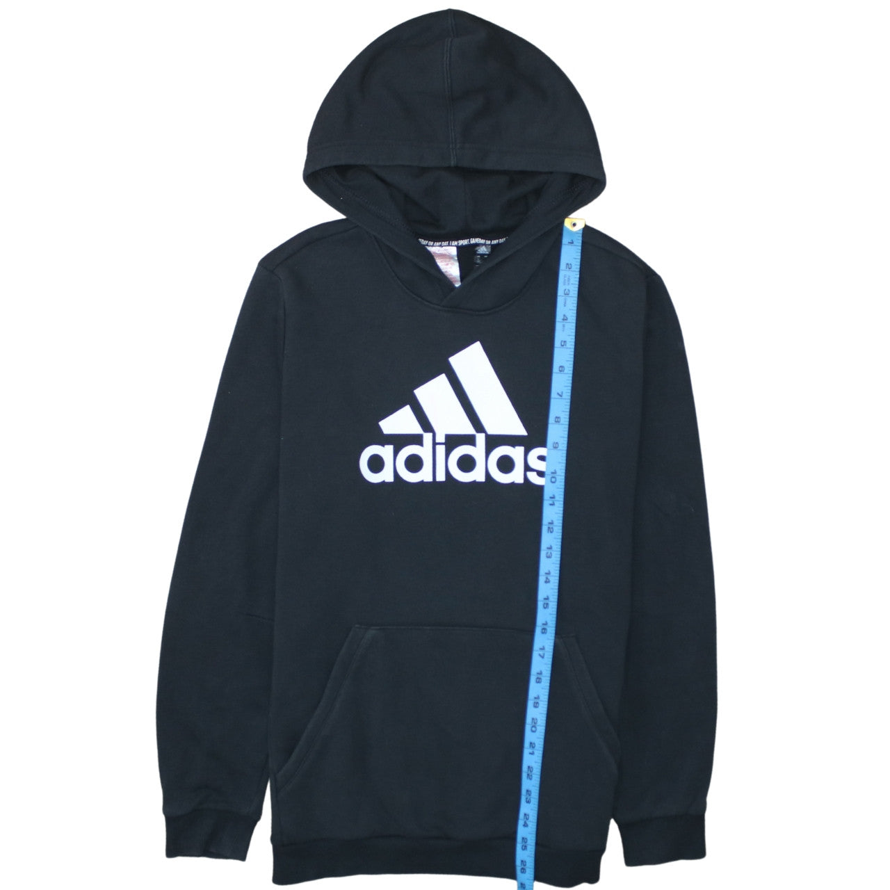 Adidas Boys Black Pullover Hoodie 14 Years Logo Sportswear Hooded Jumper