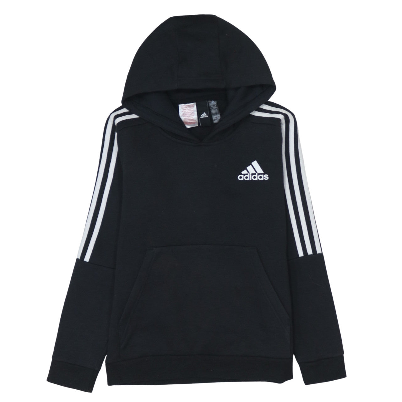 Adidas Boys Black Pullover Hoodie 11-12 Years Classic Three Stripes