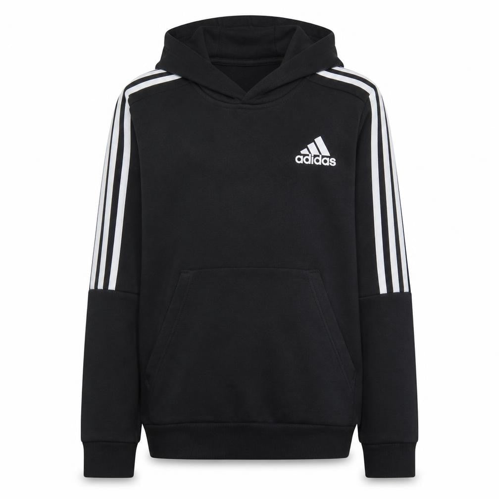 Adidas Boys Black Pullover Hoodie 11-12 Years Classic Three Stripes