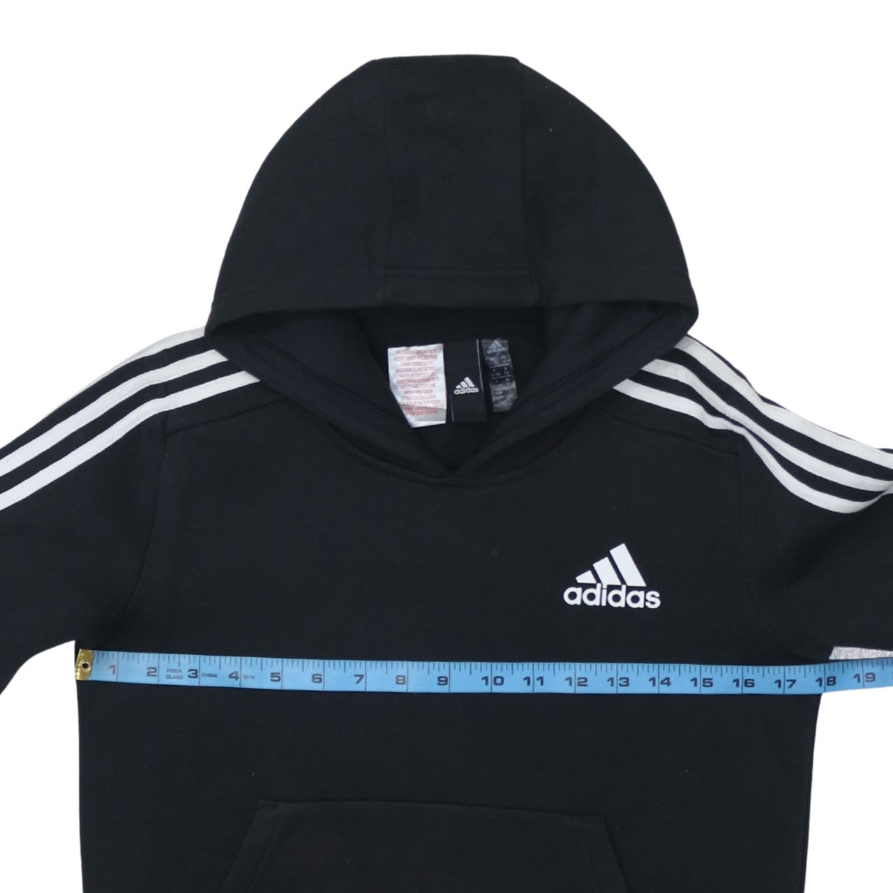 Adidas Boys Black Pullover Hoodie 11-12 Years Classic Three Stripes