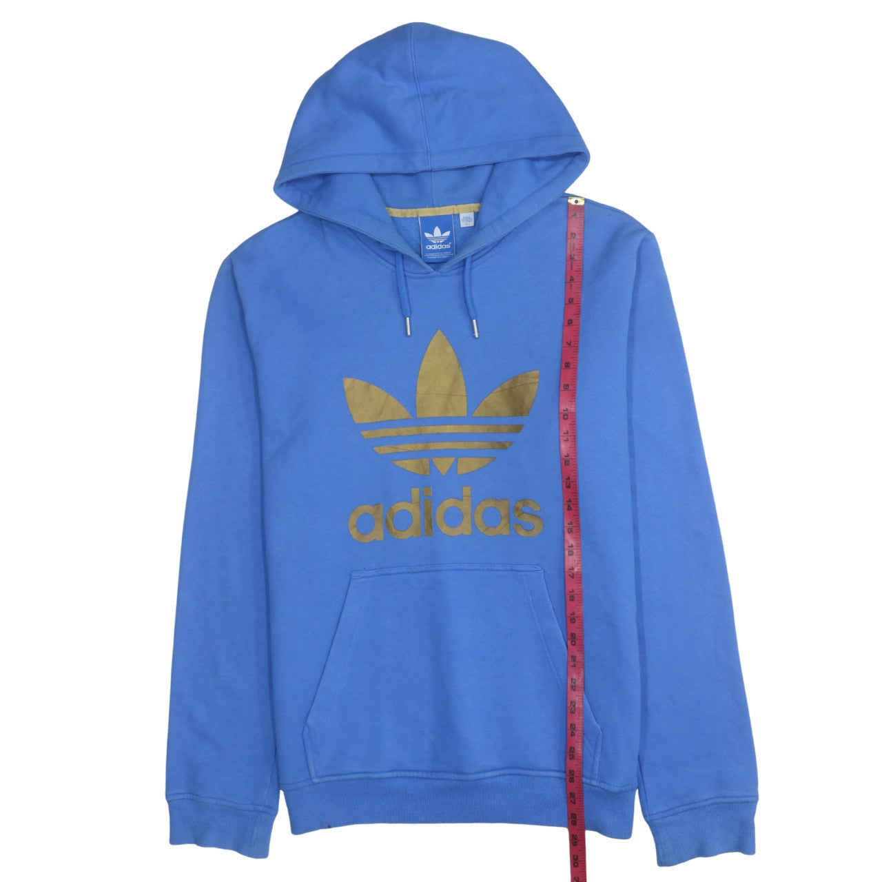 Adidas Men Blue Pullover Hoodie L Logo Graphic Sportswear