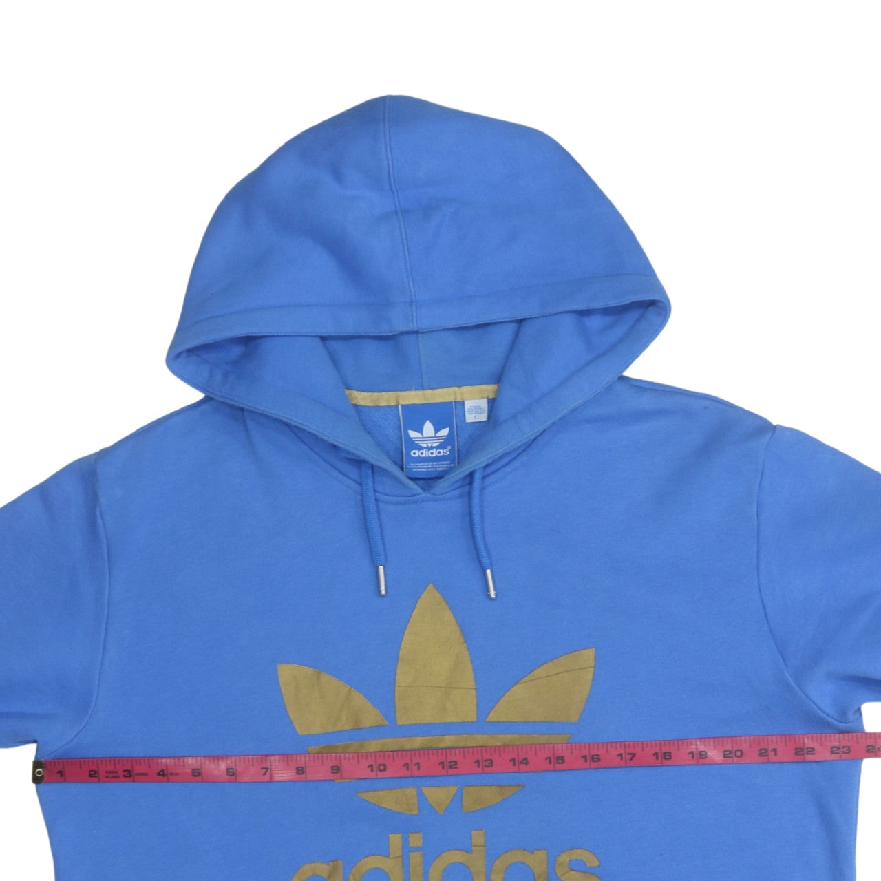 Adidas Men Blue Pullover Hoodie L Logo Graphic Sportswear