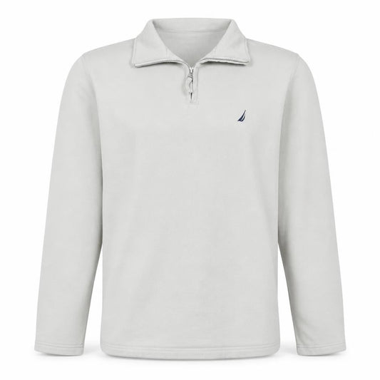Nautica Men’s White 1/4 Zip Cotton Sweatshirt L Classic Fit