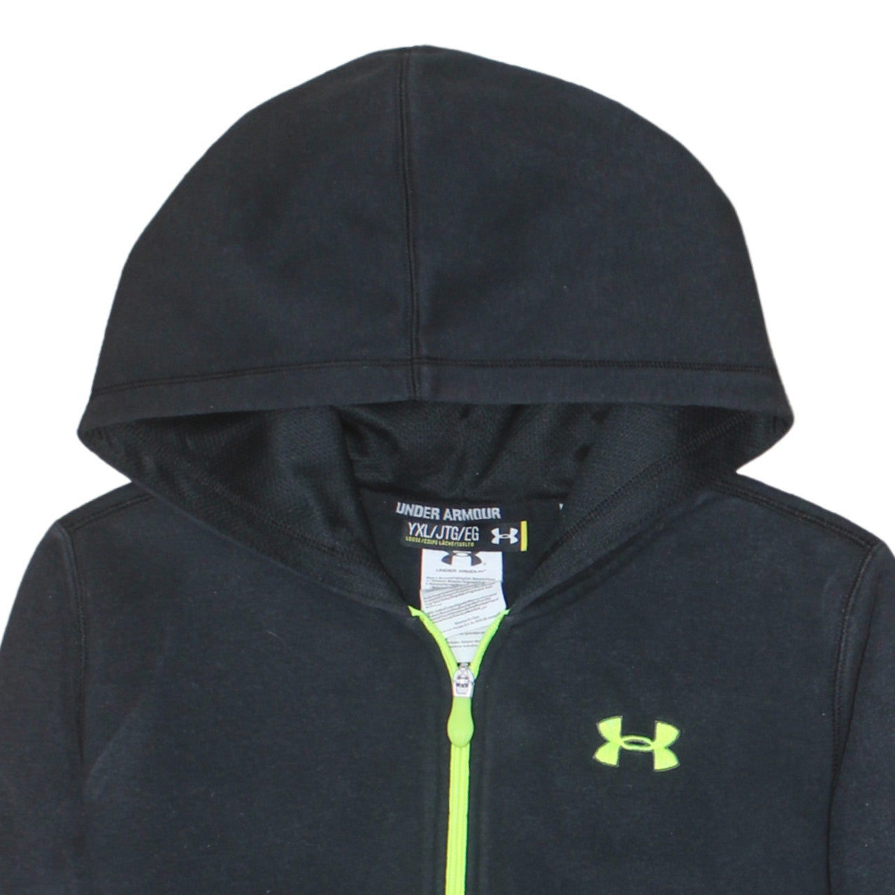 Under Armour Boys Black Full Zip Hoodie YXL Cotton Blend Hooded Sweatshirt