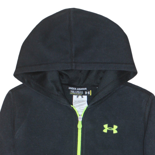 Under Armour Boys Black Full Zip Hoodie YXL Cotton Blend Hooded Sweatshirt