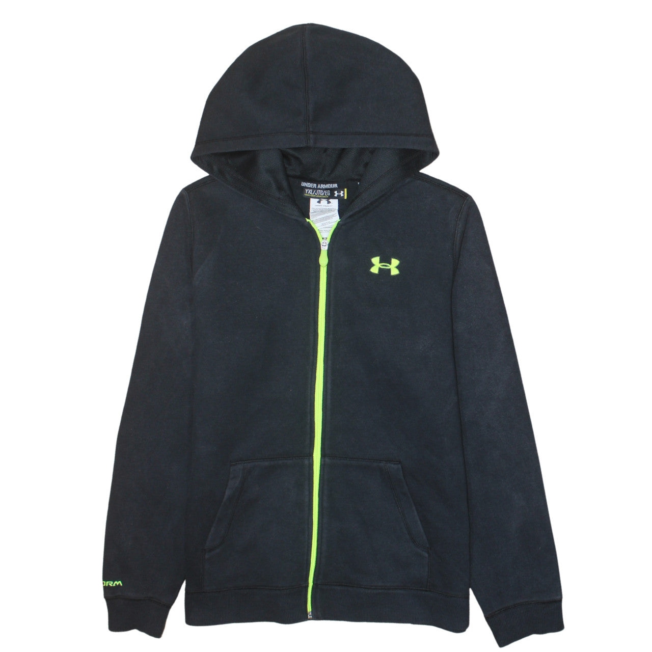 Under Armour Boys Black Full Zip Hoodie YXL Cotton Blend Hooded Sweatshirt