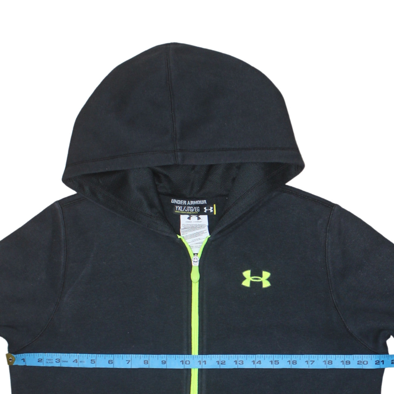 Under Armour Boys Black Full Zip Hoodie YXL Cotton Blend Hooded Sweatshirt