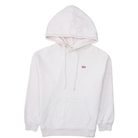 Levi's Men's White Pullover Hoodie Small Cotton Fleece Logo