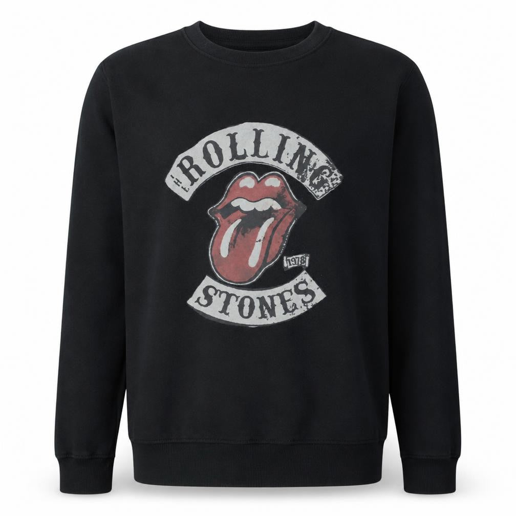The Rolling Stones Men's Black Graphic Pullover Sweatshirt Size S
