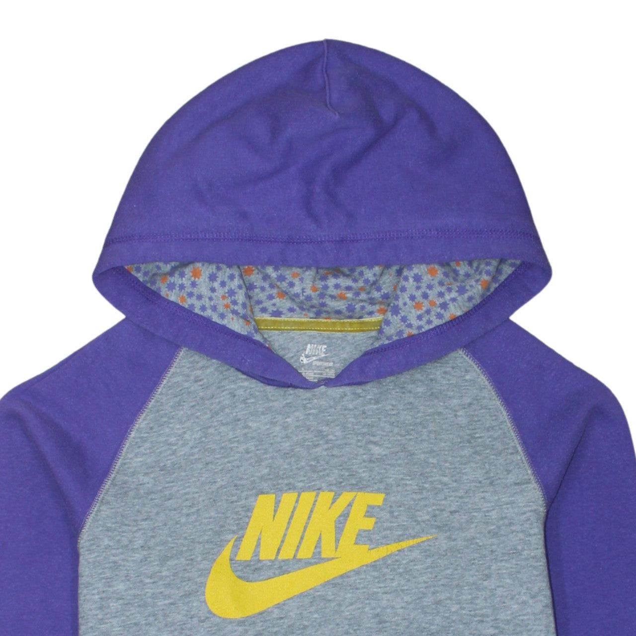 Nike Boys Multicoloured Pullover Hoodie L 14-16 Years Grey Purple Logo