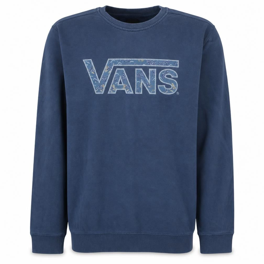 Vans Mens Blue Crew Neck Pullover Sweatshirt Size L Graphic Print