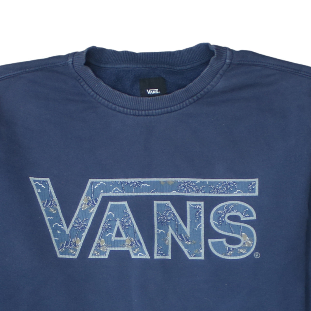 Vans Mens Blue Crew Neck Pullover Sweatshirt Size L Graphic Print