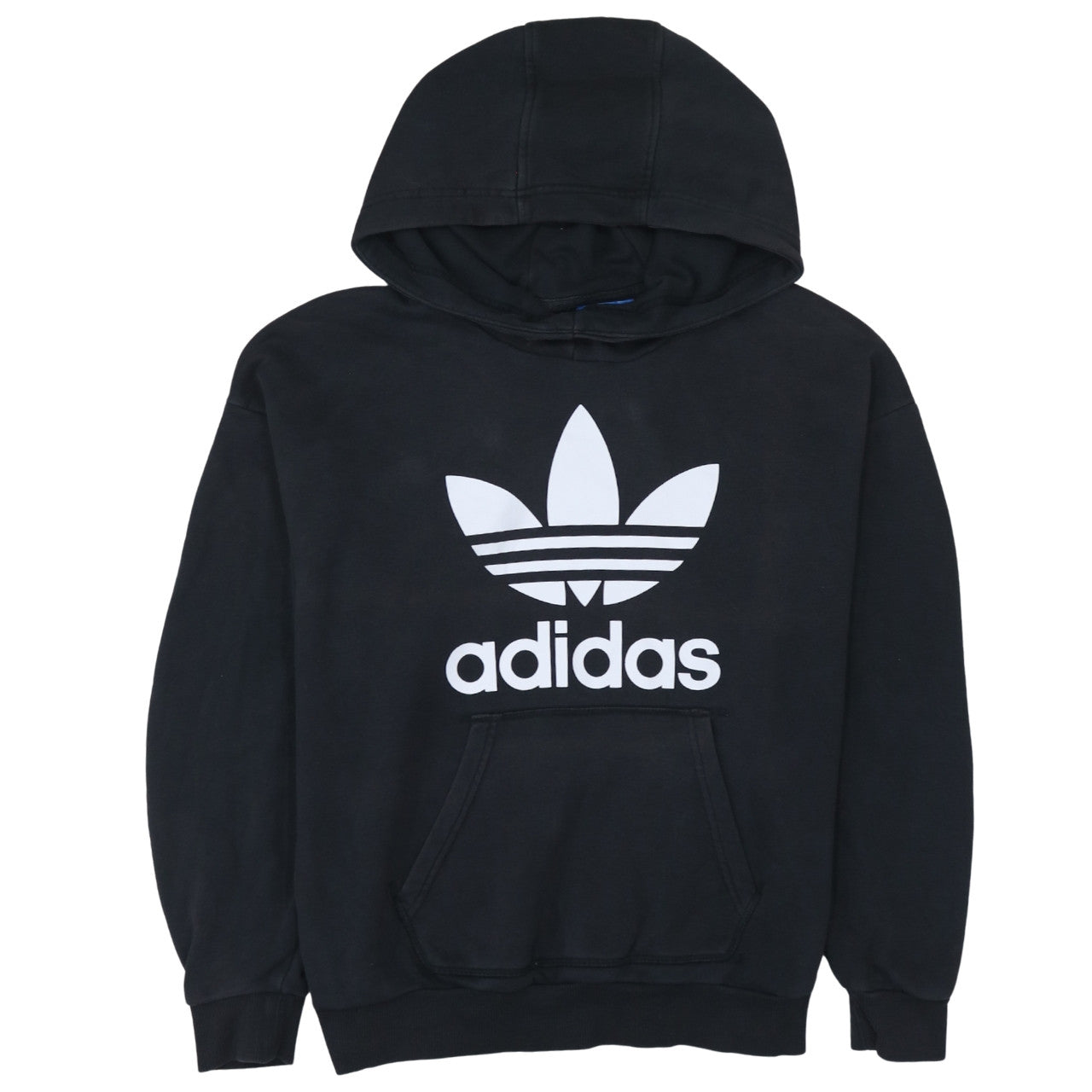 Adidas Women Black Pullover Hoodie Size 10 Trefoil Logo Comfortable Casual