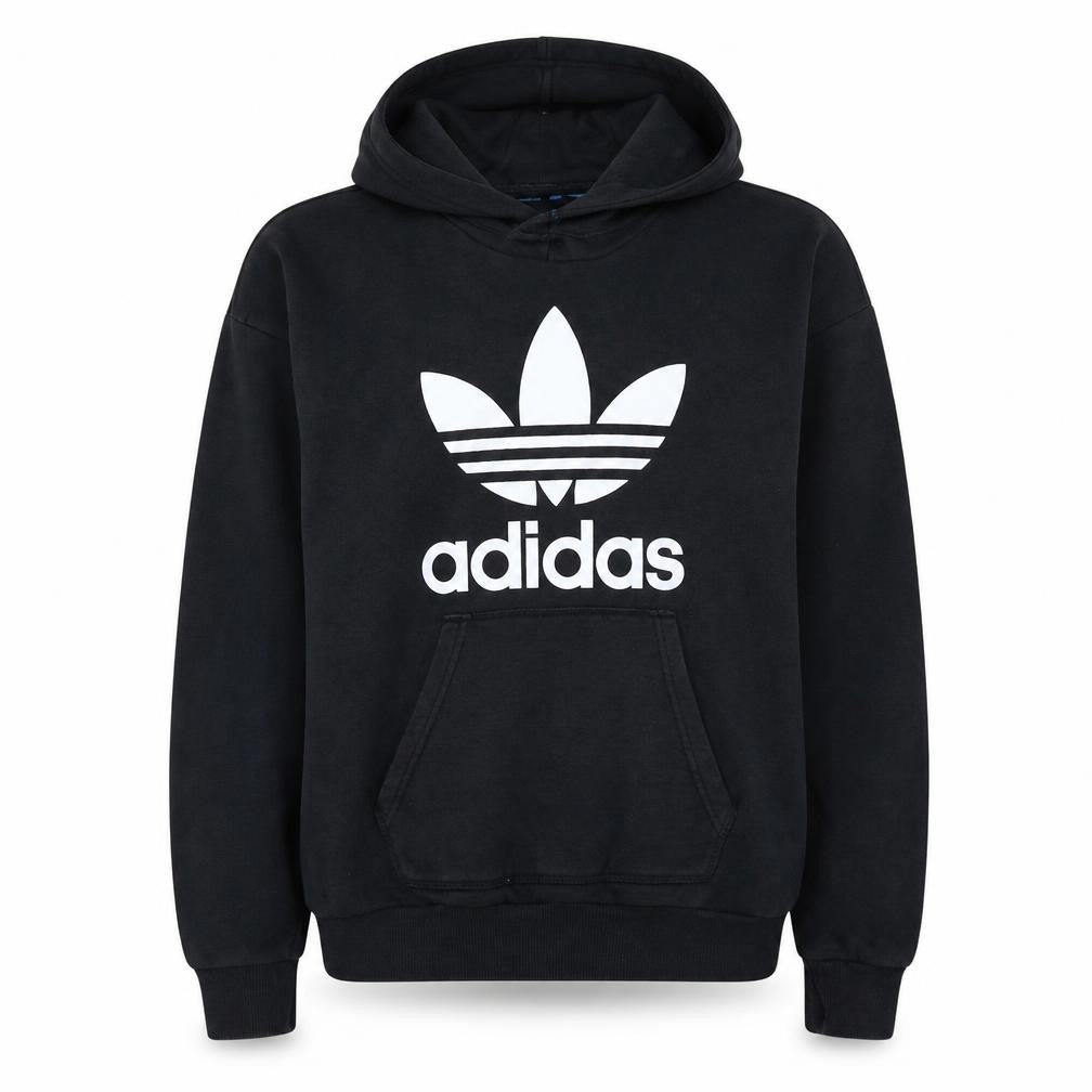 Adidas Women Black Pullover Hoodie Size 10 Trefoil Logo Comfortable Casual