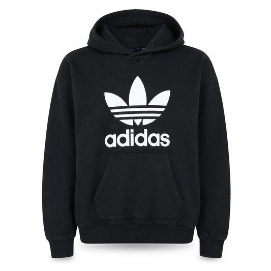 Adidas Women Black Pullover Hoodie Size 10 Trefoil Logo Comfortable Casual