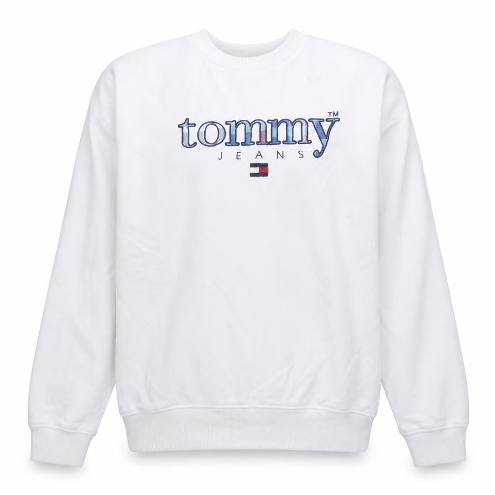 Tommy Jeans Men's White XS Pullover Logo Sweatshirt