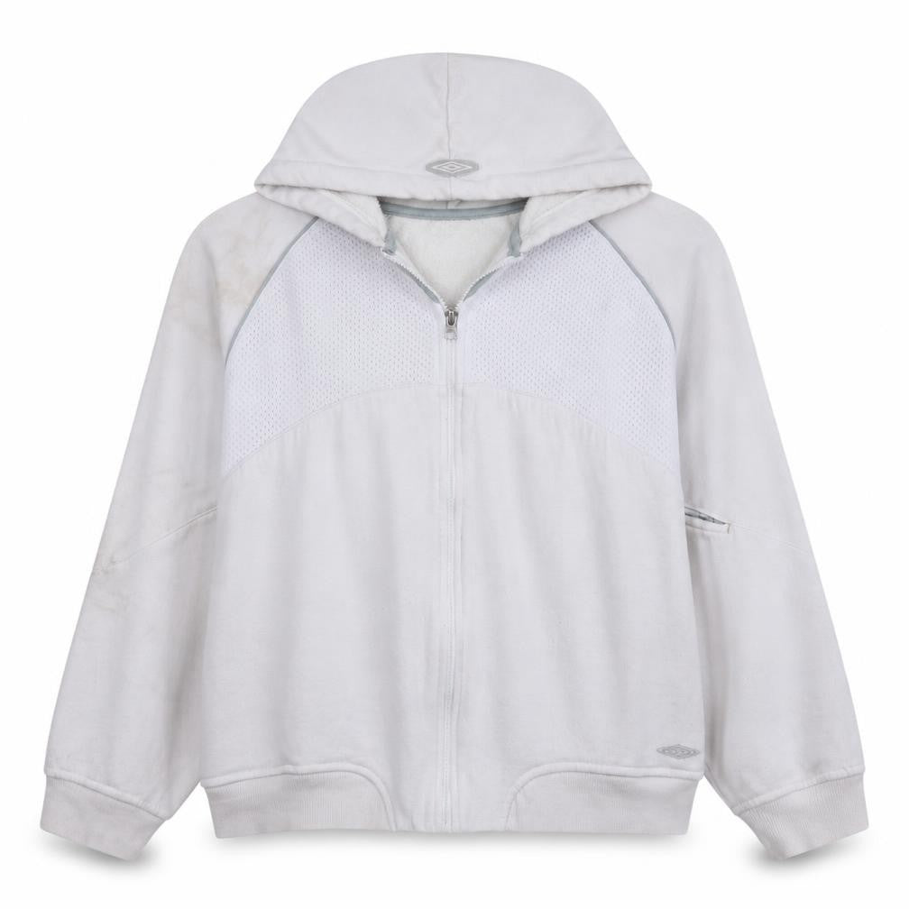 Umbro Women White Full Zip Hoodie Size M Athletic Fit