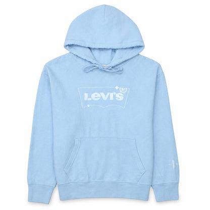 Levi's Womens Light Blue XS Pullover Hoodie with Logo Print