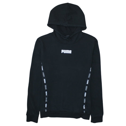 Puma Womens Black Pullover Hoodie L Logo Tape Detail