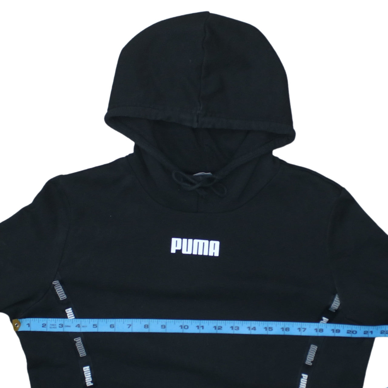 Puma Womens Black Pullover Hoodie L Logo Tape Detail