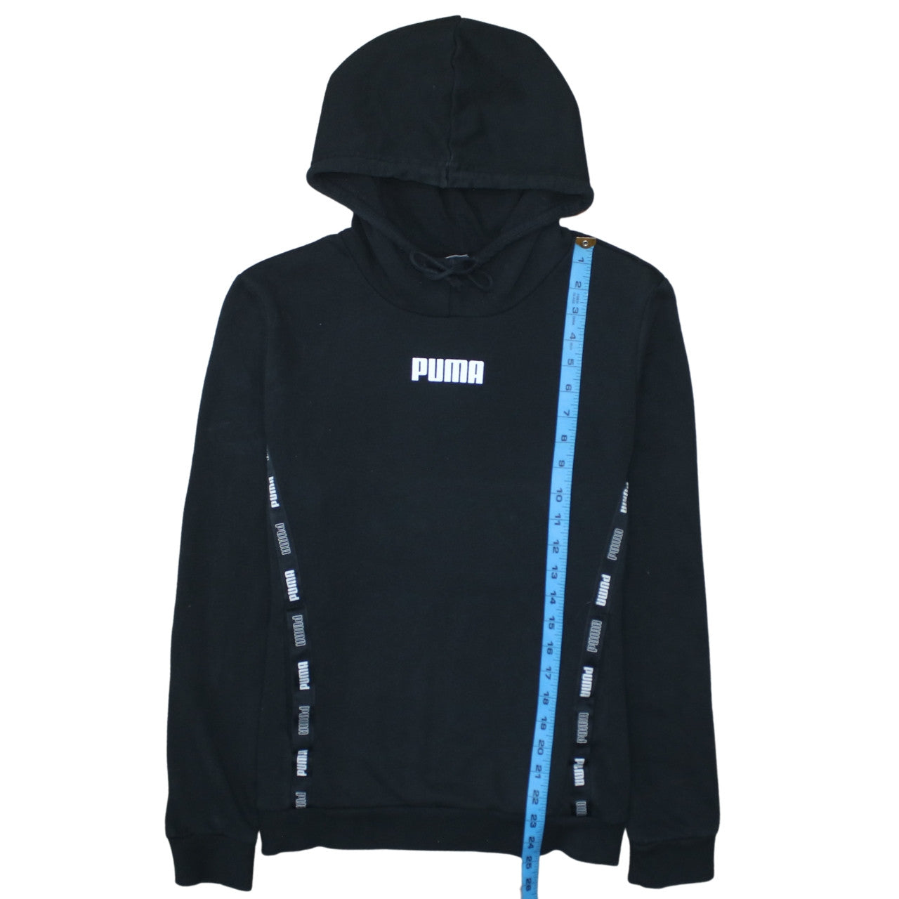 Puma Womens Black Pullover Hoodie L Logo Tape Detail