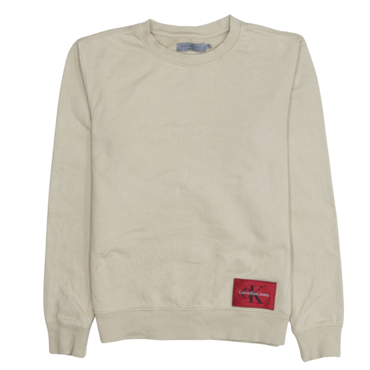 Calvin Klein Jeans Men's Beige Slim Fit Crew Neck Sweatshirt S