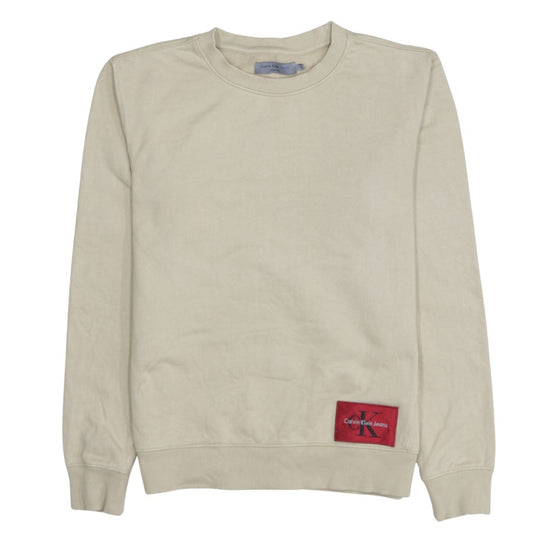 Calvin Klein Jeans Men's Beige Slim Fit Crew Neck Sweatshirt S