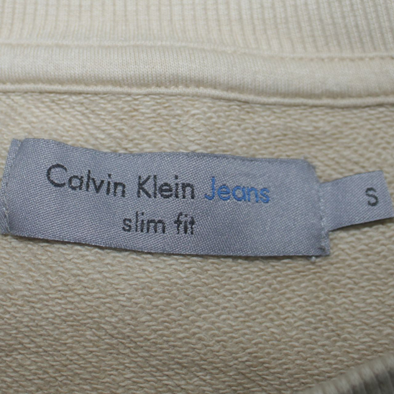 Calvin Klein Jeans Men's Beige Slim Fit Crew Neck Sweatshirt S